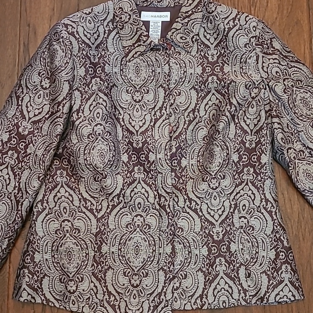 Sag Harbor brown paisley print jacket size 14 - Picture 2 of 6